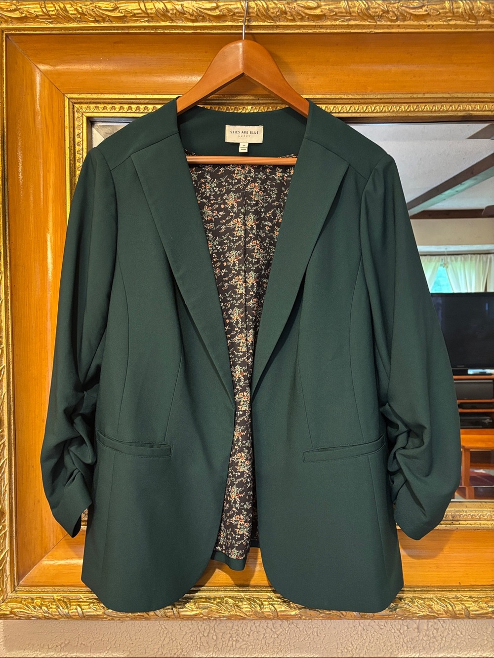 Skies Are Blue Green Blazer - Size 1X